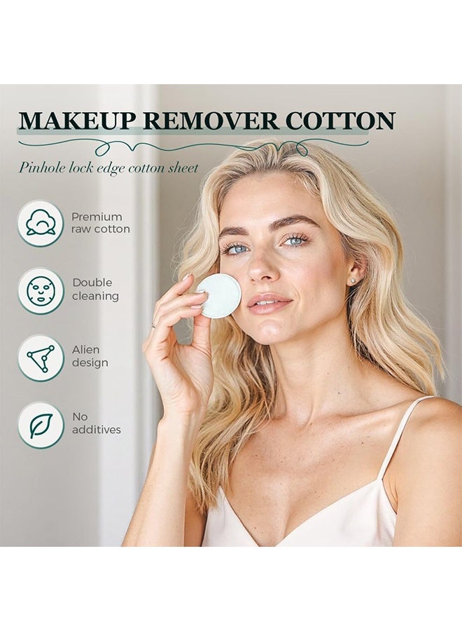 Premium 3 Packs 300 Sheets Premium Cotton Rounds, Highly Absorbent Makeup Remover Pad, Premium Cotton Rounds For Face Facial Lip & Eye Makeup Remover Pads, Effective Cosmetic Cotton Round, Hypoallergenic, Lint-Free - Image 4