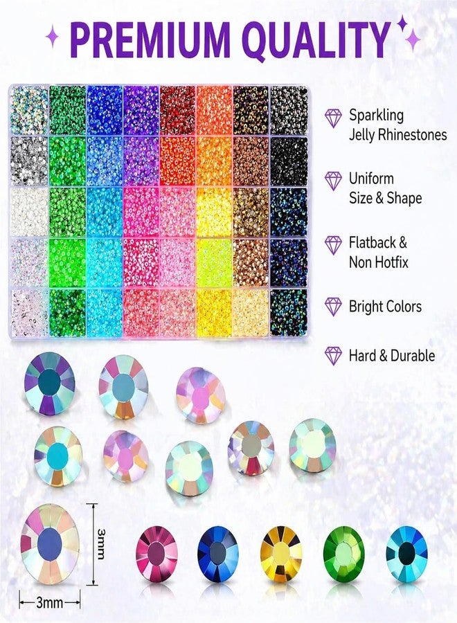 DUARIHA Bedazzling Kit 3mm Flatback Rhinestones，40 Colors Jelly Resin Gems for Nail Rhinestones, Shoes, Crafts, Makeup, Diamond Art & DIY - Image 3