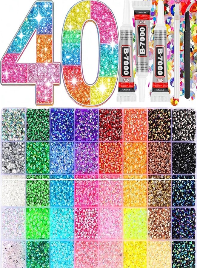 DUARIHA Bedazzling Kit 3mm Flatback Rhinestones，40 Colors Jelly Resin Gems for Nail Rhinestones, Shoes, Crafts, Makeup, Diamond Art & DIY - Image 1