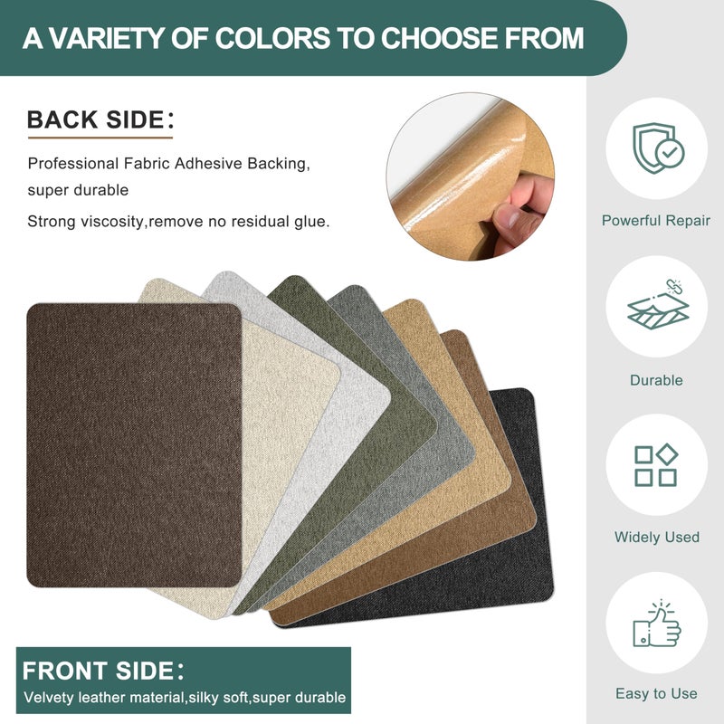 Azobur Couch Patch Repair Fabric,Microfiber Fabric, Self-Adhesive, for Sofa Repair and Upholstery, 2 Pieces, 9.5 x 11 inches (Dark Brown) - Image 3