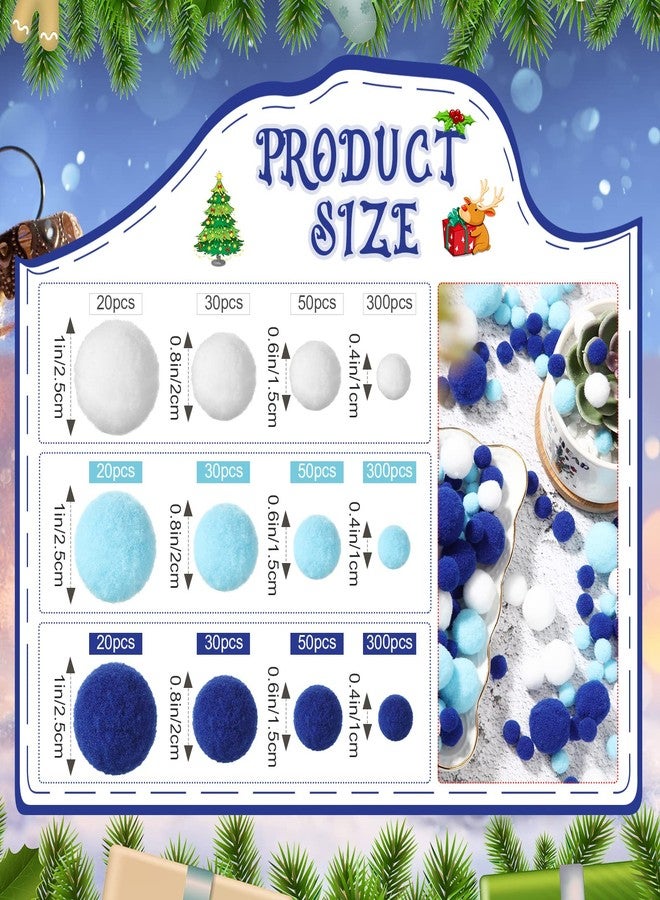 Tegeme 1200 Pcs Pom Poms Balls for Fall Thanksgiving Christmas Winter Crafts Home Office School Garlands Decor(Blue, Light Blue and White) - Image 2