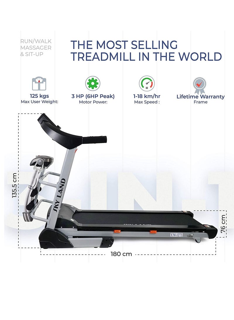 SkyLand 5.5HP DC Motor Automatic 18% Incline Treadmill With Massager & Bluetooth Speaker  - Image 2