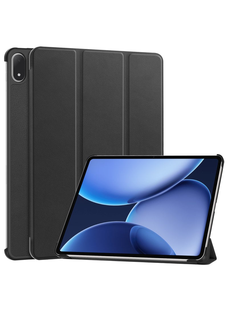 Case for OnePlus Pad 3/Pad 2 Pro 13.2inch 2025 Tri-Fold Smart Case Multi- Viewing Angles Stand Hard Shell Leather Smart Cover w/Auto Sleep/Wake/Slim Tablet Case Cover (Black) - Image 1