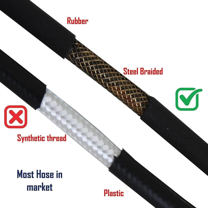Starq Heavy Duty Hydraulic Hose Pipe for Pressure Washers 10Mtr - Steel Braided Rubber Industrial Grade Durable Pressure Resistant M22 x 15 Thread (10Mtr-Connector) - Image 3