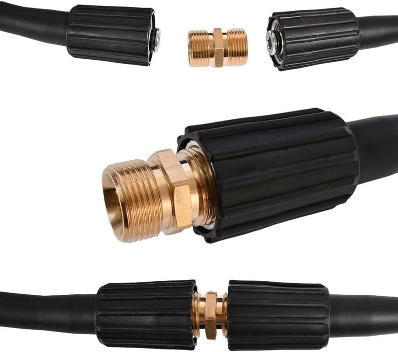 Starq Heavy Duty Hydraulic Hose Pipe for Pressure Washers 10Mtr - Steel Braided Rubber Industrial Grade Durable Pressure Resistant M22 x 15 Thread (10Mtr-Connector) - Image 2