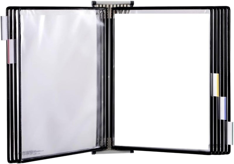 Tarifold DJOIS Wall Mount Reference System - Durable Steel Wire Frames - Letter-Size - 10 Double-Sided Non-Glare Display Pockets - 20 Sheet Capacity - Adjustable Tabs - Made in France - Black - Image 1