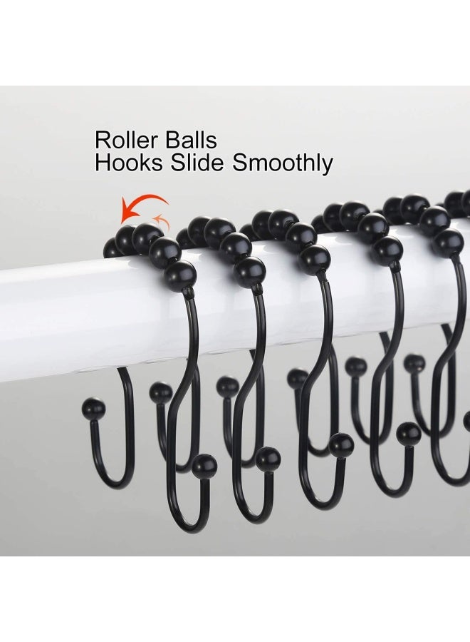 Goowin Shower Curtain Hooks 12 Pcs Shower Curtain Rings Stainless Steel Black Shower Curtain Hooks Shower Curtain Rings Rust Proof Smooth Sliding AntiDrop Double Shower Rings for Curtain Black - Image 4