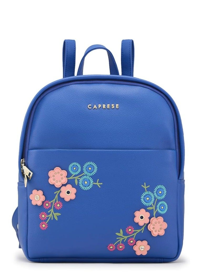 CAPRESE Caprese Erica Fashion Backpack for Women, Medium | Blue Floral Embroidered | Spacious Interiors| Bag With Top Grab & Adjustable Shoulder Strap| Mini Backpack for Girls & Women - Image 2