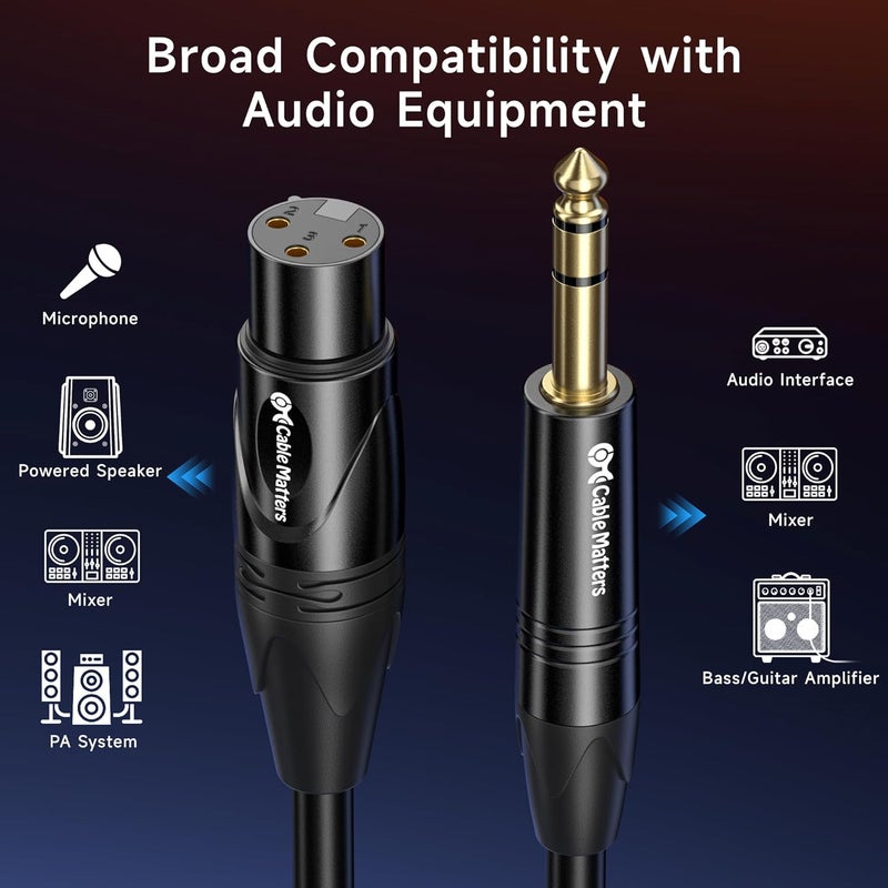 CableMatters 6.35mm (1/4 Inch) Short TRS to XLR Cable - 3ft, Male to Female, XLR to 1/4 Cable - Image 4