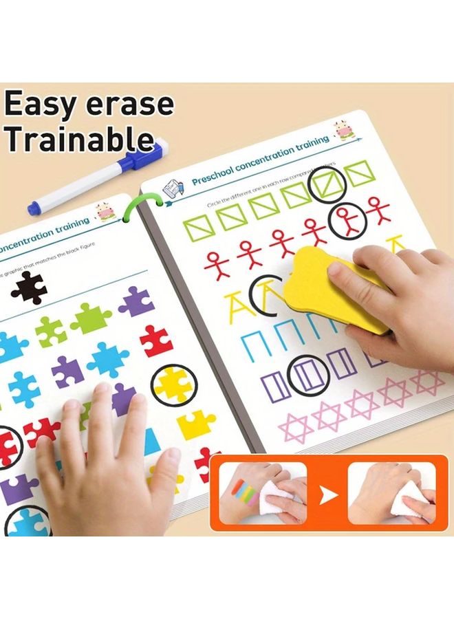 مجمودة كراسة التدريب السحري القابلة لإعادة الاستخدام 64 صفحة لتدريب التركيز والتفكير () - Image 5