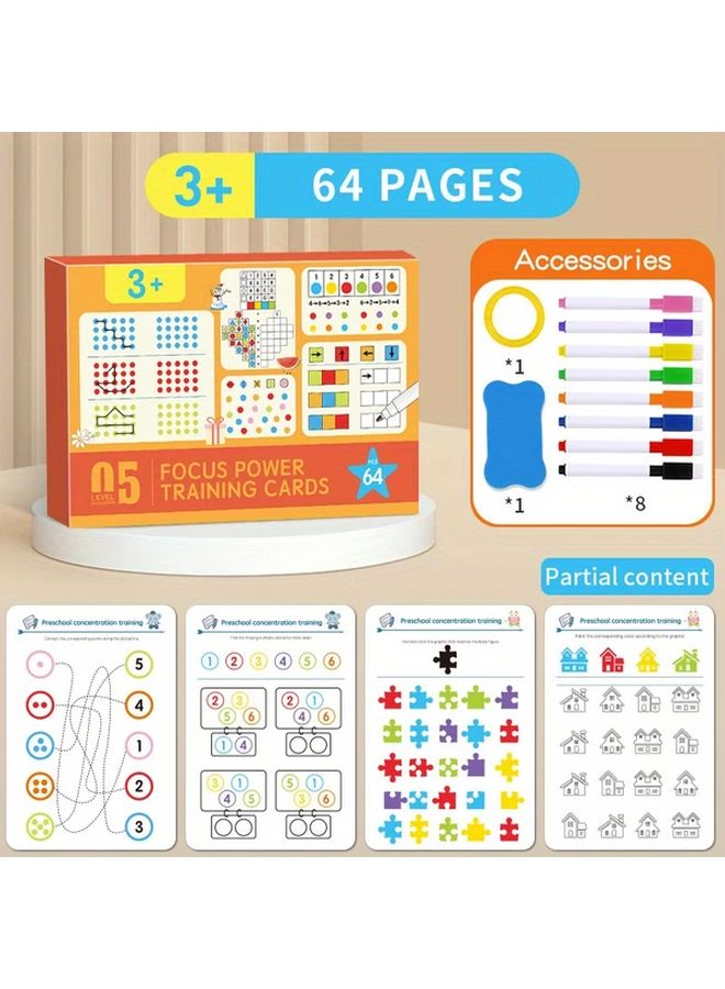 مجمودة كراسة التدريب السحري القابلة لإعادة الاستخدام 64 صفحة لتدريب التركيز والتفكير () - Image 2