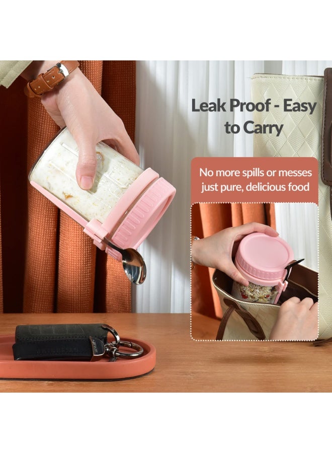 4-Piece Overnight Oats Jar Set (Includes Lids and Spoons) - 16 oz, Leak-Proof Oat Jar, Suitable for Grains, Fruits, Vegetables, Milk, Salads, Yogurt, and Meal Prep - Image 5