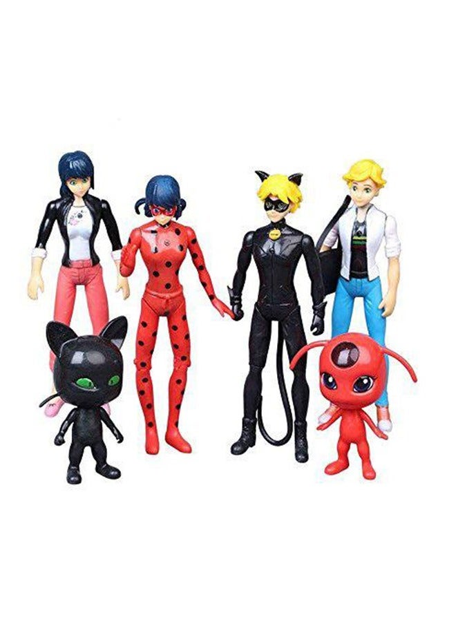 6-Piece Miraculous Ladybug Collectible Action Figure Model Toy For Kids, Miraculous Ladybird and Black Cat Time to Transform Marinette Doll - Image 1