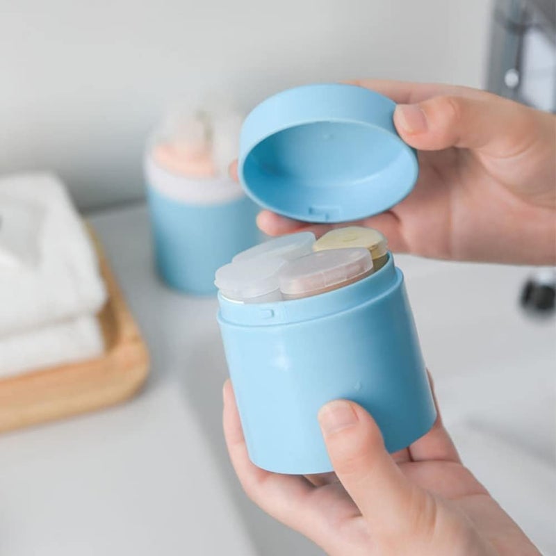 ويوبلز مجموعة أدوات استحمام محمولة ثمانية في واحد: كوب غسيل، موزع صابون، زجاجات مستحضرات تجميل، كوب فرشاة أسنان، مشط، سهل الحمل (أزرق) - Image 2