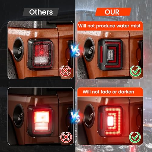 SUPAREE Flush Mount LED Rear Brake Tail Lights Compatible with Jeep Wrangler JL 2018 2019 2020 2021 2022 2023 2024 2025 Replace OEM Red Taillight Assembly with Smoked Reverse Turn Signal Running light - Image 3