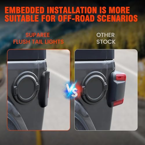 SUPAREE Flush Mount LED Rear Brake Tail Lights Compatible with Jeep Wrangler JL 2018 2019 2020 2021 2022 2023 2024 2025 Replace OEM Red Taillight Assembly with Smoked Reverse Turn Signal Running light - Image 2