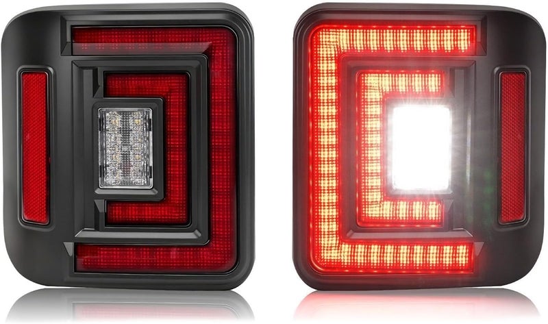 SUPAREE Flush Mount LED Rear Brake Tail Lights Compatible with Jeep Wrangler JL 2018 2019 2020 2021 2022 2023 2024 2025 Replace OEM Red Taillight Assembly with Smoked Reverse Turn Signal Running light - Image 1