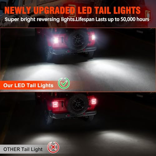 SUPAREE Flush Mount LED Rear Brake Tail Lights Compatible with Jeep Wrangler JL 2018 2019 2020 2021 2022 2023 2024 2025 Replace OEM Red Taillight Assembly with Smoked Reverse Turn Signal Running light - Image 5