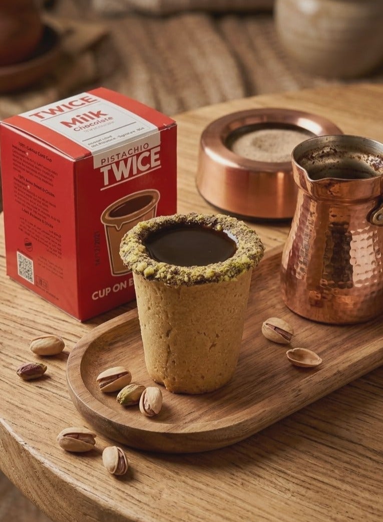 Twice Coffee Biscuit Cups (Pistachio Flavor) - Edible Cups - 5 Pieces - Image 2