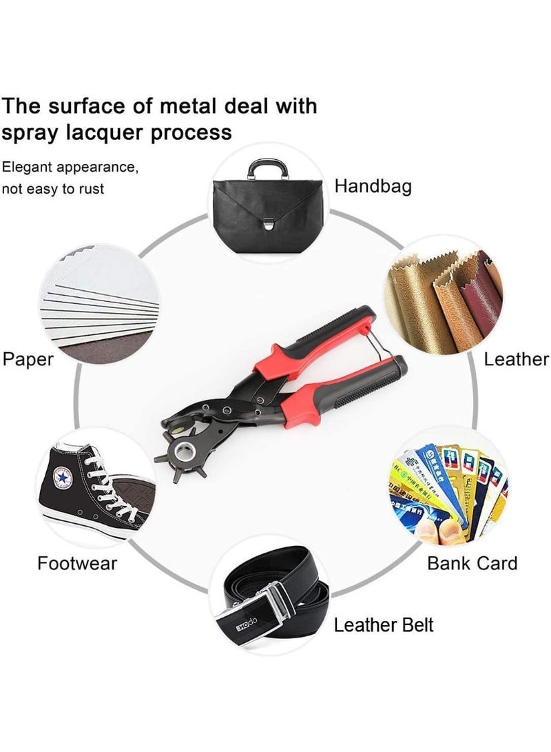 Lyaxm Leather Hole Punch Pliers Tool, Leather Hole Punch Tool for Belt - Updated Hole Sizes Puncher for Belt, Watch Band, Strap, Dog Collar, Saddle, Shoes, Fabric, DIY Home or Craft Project, 3 round holes, 3 flat holes - Image 3