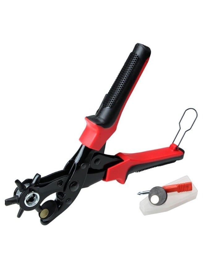 Lyaxm Leather Hole Punch Pliers Tool, Leather Hole Punch Tool for Belt - Updated Hole Sizes Puncher for Belt, Watch Band, Strap, Dog Collar, Saddle, Shoes, Fabric, DIY Home or Craft Project, 3 round holes, 3 flat holes - Image 1