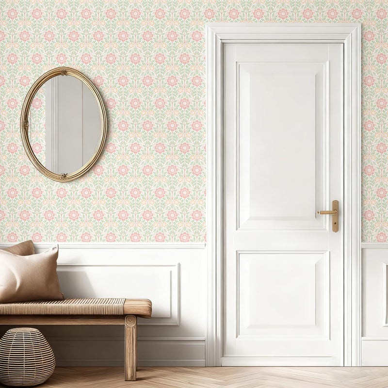 YXTII Floral Peel and Stick Wallpaper, 17.3" x 78.7" French Pastoral Romance Wall Paper Removable Self Adhesive Wallpaper for Bedroom Bathroom Decorative Shelf - Image 5