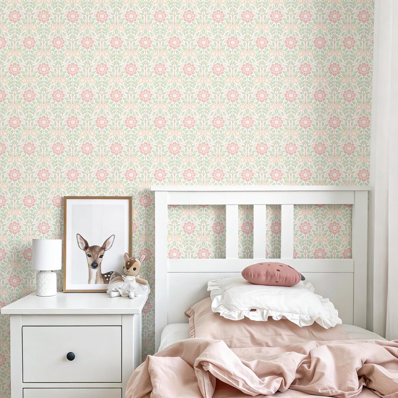 YXTII Floral Peel and Stick Wallpaper, 17.3" x 78.7" French Pastoral Romance Wall Paper Removable Self Adhesive Wallpaper for Bedroom Bathroom Decorative Shelf - Image 4