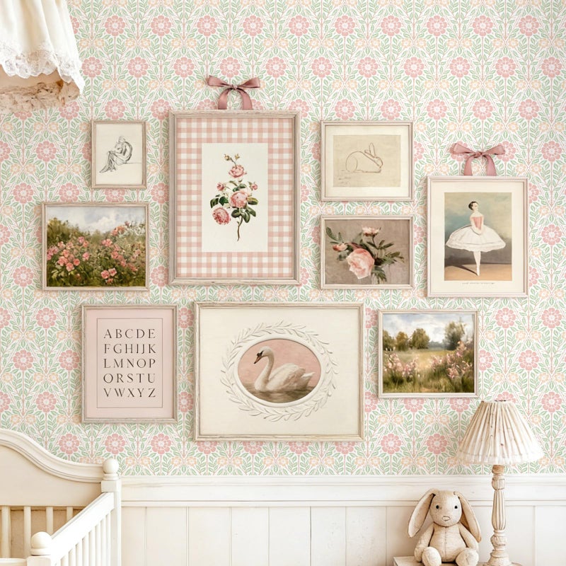 YXTII Floral Peel and Stick Wallpaper, 17.3" x 78.7" French Pastoral Romance Wall Paper Removable Self Adhesive Wallpaper for Bedroom Bathroom Decorative Shelf - Image 2