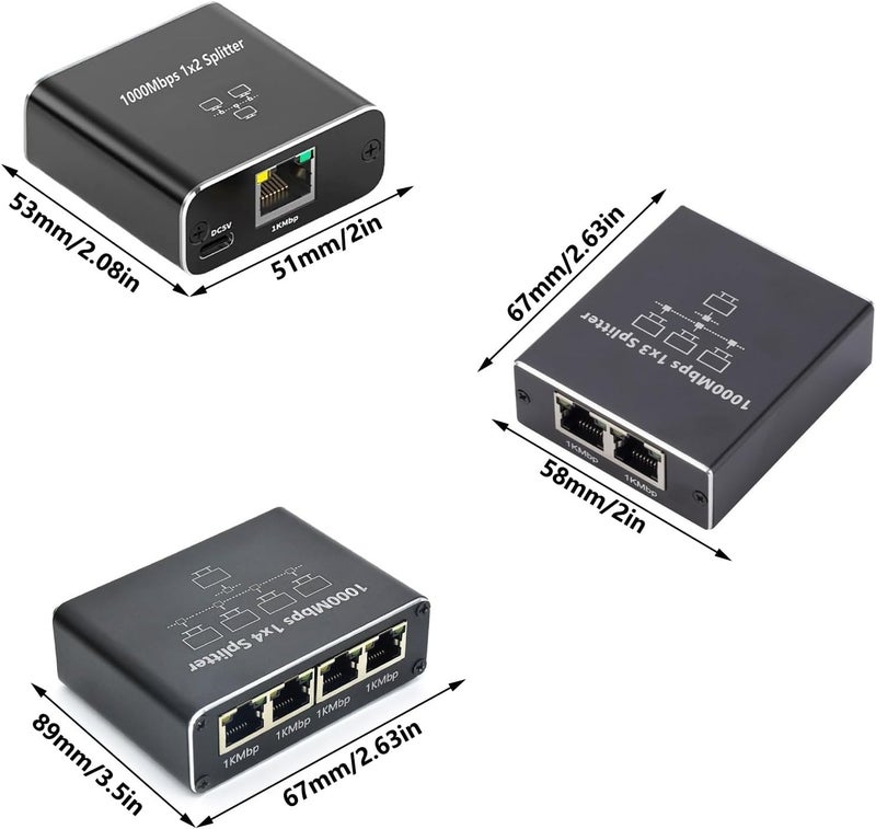 محول شبكة إنترنت سرعة 1000 ميجابت في 1 إلى 2 أو 3 أو 4 منافذ RJ45 مع مقسم جيجابت للكمبيوتر - Image 4