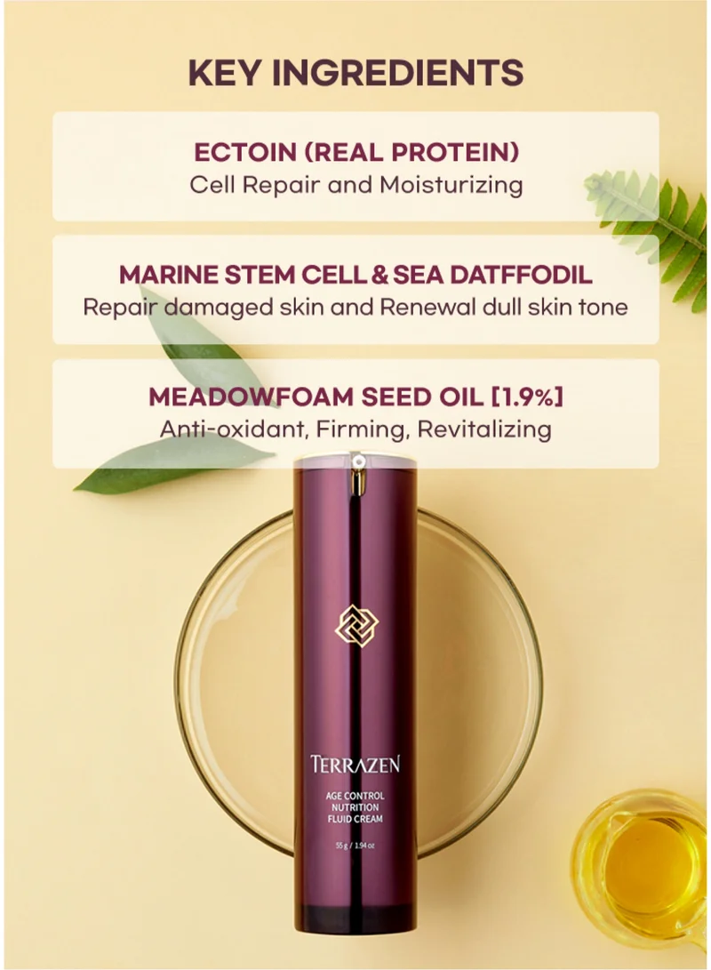 Terrazen Korean Face Skin Care Anti Aging & Wrinkle Cream - Hydrating & Moisturizing Fluid Cream - 24 Hours Cream for Dry & Sensitive Skin