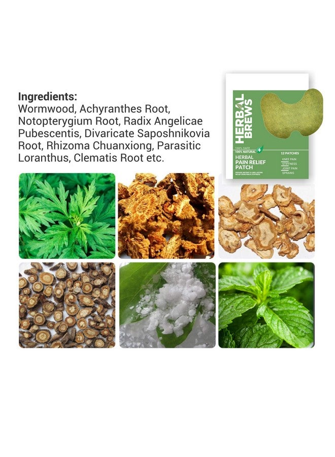 Herbal Brews - Pain Relief Patches - 12 Knee Pain Patches (Specially Designed for Knee Joints) | 100% Safe & Natural Knee Pain Relief Products | INSTANT RELIEF | NO SIDE EFFECTS - Image 2