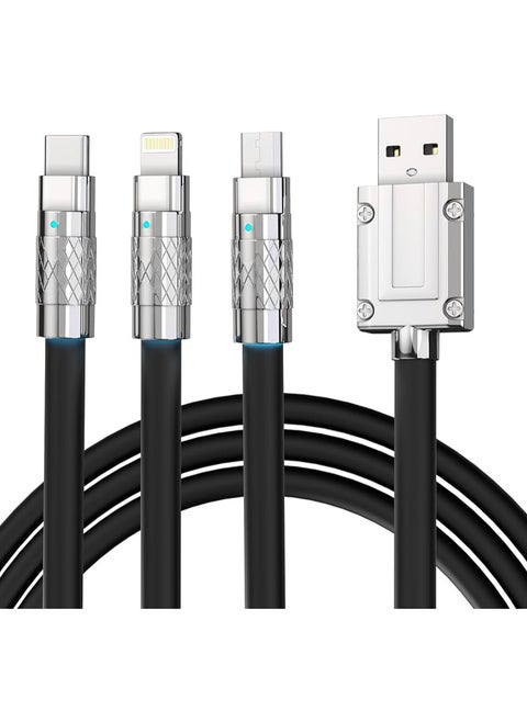 3 in 1 Fast Charging 120W 6A Cable For Micro + Lightning + Type-C