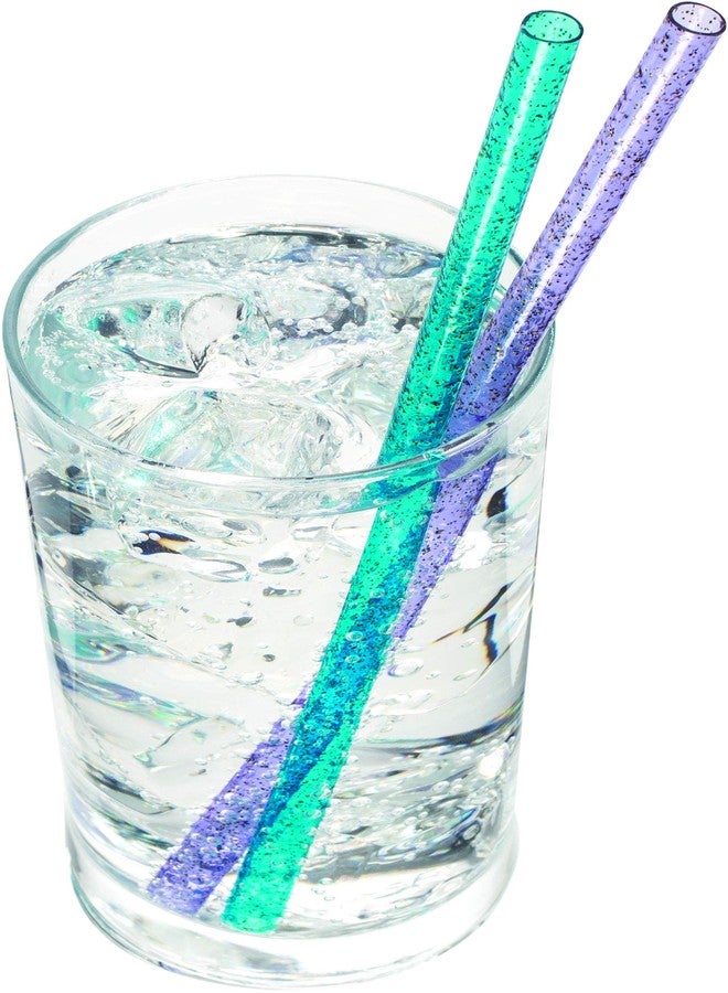 Joie Reusable Plastic Straws - 20-Piece Glitter Drinking Straws Set with Cleaning Brush, BPA-Free, Eco-Friendly & Dishwasher Safe, Colorful - Image 2