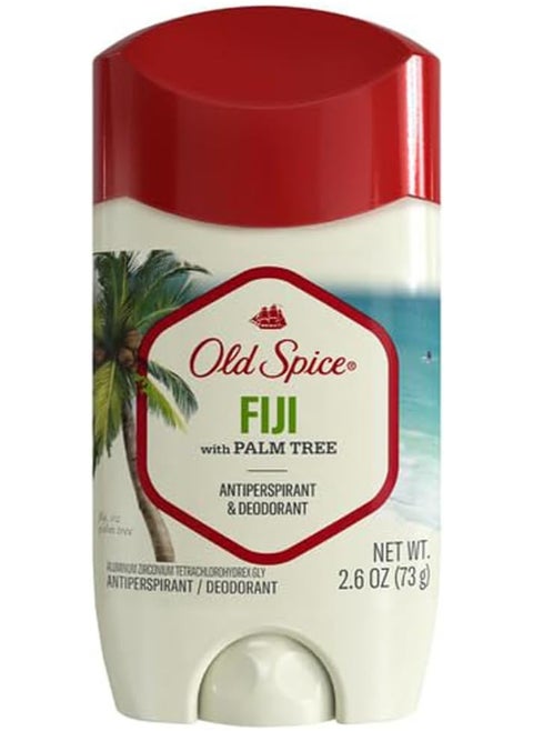 Invisible Solid Antiperspirant Deodorant for Men Fiji with Palm Tree Scent Inspired by Nature, 2.6 oz