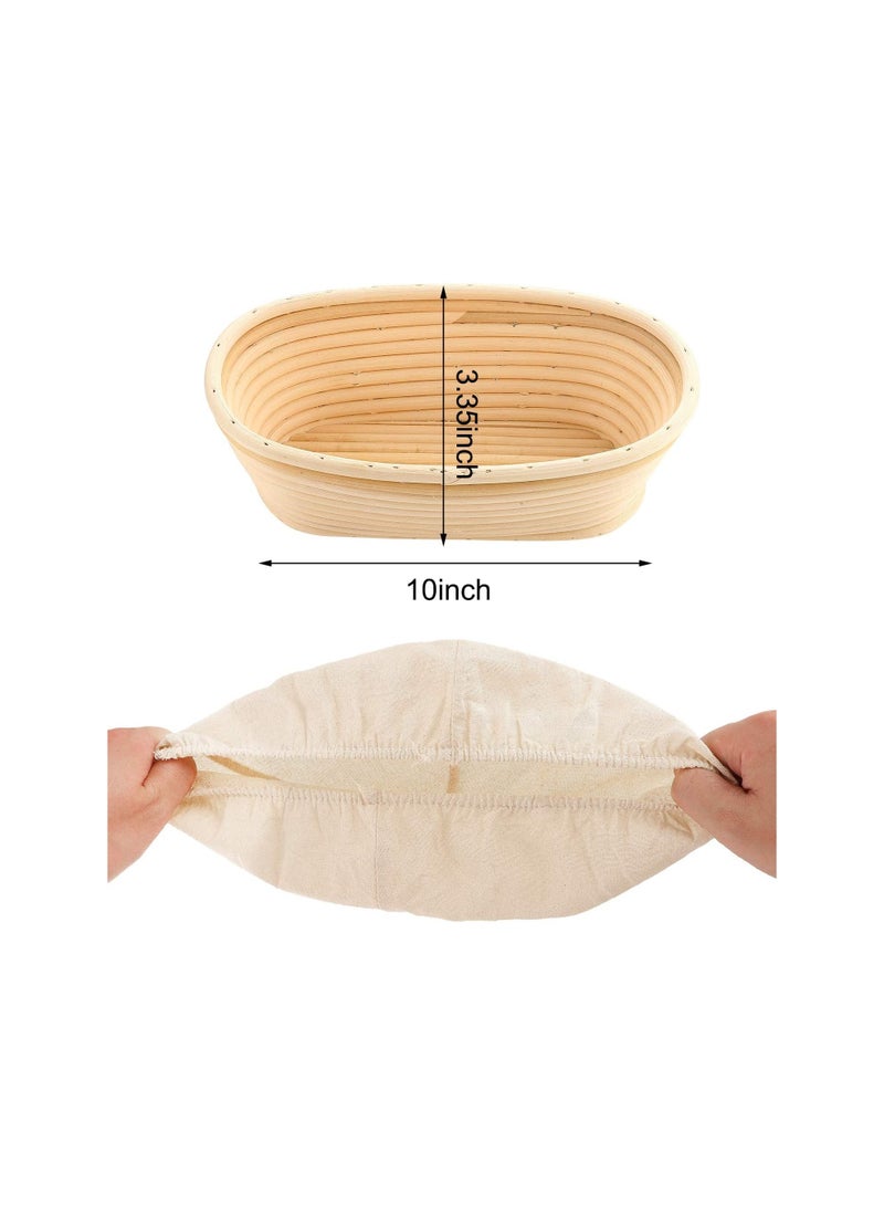 SYOSI 6 Pieces 10 Inch Oval Shape Bread Proofing Basket Cover Natural Rattan Baking Dough Sourdough  Proofing Basket Cloth Liner  - Image 3