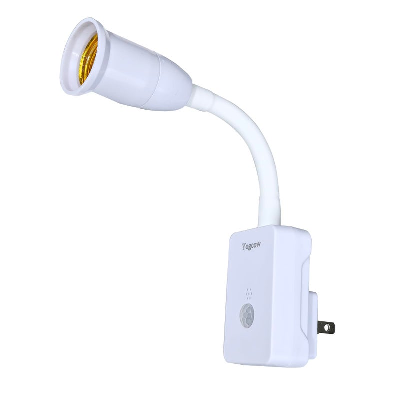 Yogcow E27/E26 Plug in Light Bulb Socket Adapter Extender with Motion Sensor Switch, Dusk to Dawn Motion Activated for Front Door, Porch, Garage, Basement, Closet, Entrance, Porch, Stairs, Hallway - Image 3
