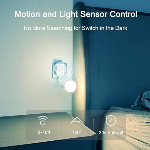 Yogcow E27/E26 Plug in Light Bulb Socket Adapter Extender with Motion Sensor Switch, Dusk to Dawn Motion Activated for Front Door, Porch, Garage, Basement, Closet, Entrance, Porch, Stairs, Hallway - Image 2