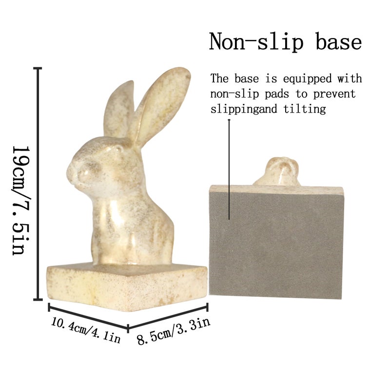 JOOMBE Rabbit Decorative Bookend,1 Pair Cute Bunny Book Ends, Decorative Bookends for Heavy Books, Vintage Shelf Decor,Antique Gold - Image 4