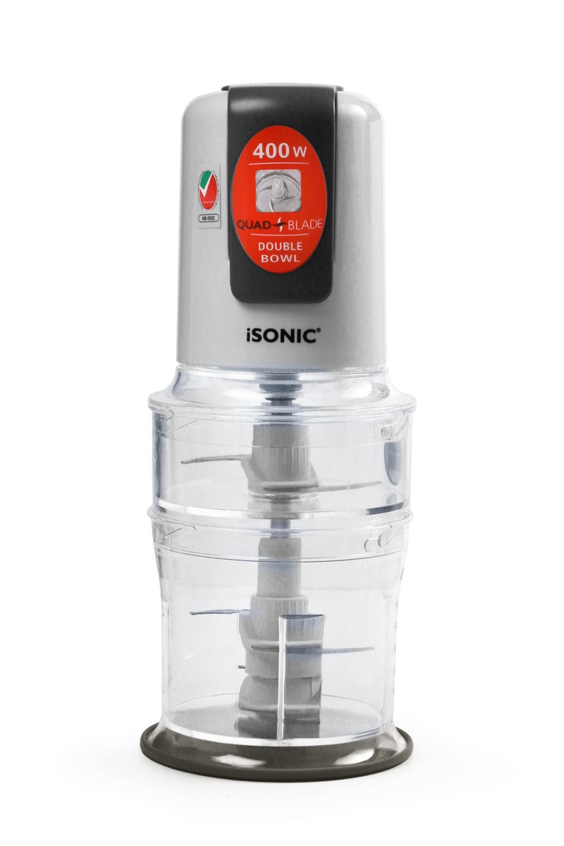iSONIC مفرمة شوبير IC 783 400 واط 2 سرعات مزدوجة جرة 200 مل 500 مل رباعية الشفرات - Image 1