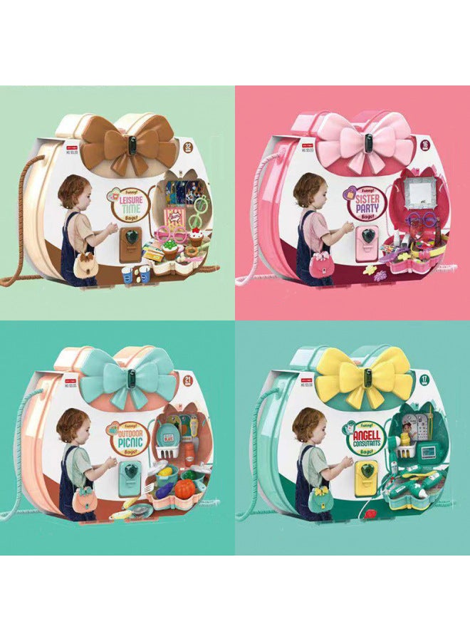 Children's Simulation Play House Makeup Accessories Candy Medical Tools Play House Shoulder Bag Gift Toys Four Colors-Color:12L08 Doctor 0.25kg - Image 2