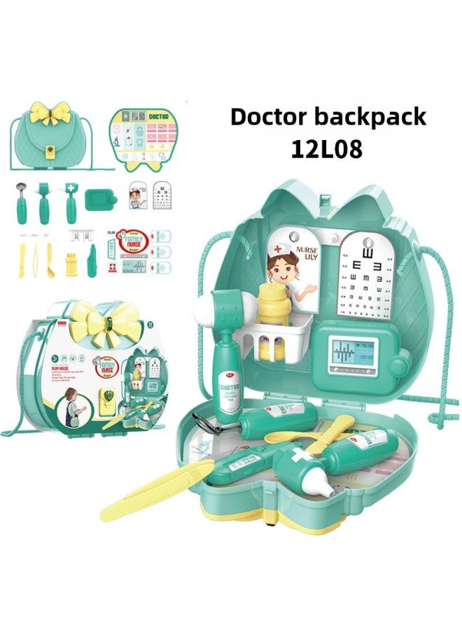 Children's Simulation Play House Makeup Accessories Candy Medical Tools Play House Shoulder Bag Gift Toys Four Colors-Color:12L08 Doctor 0.25kg - Image 1