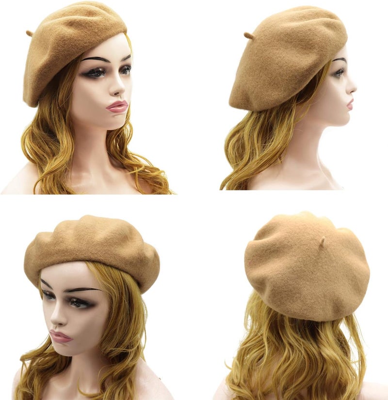 Wheebo Wool Beret Hat,Solid Color French Style Winter Warm Cap for Women Girls Lady - Image 3