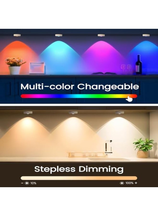 مصابيح LED للخزانة من تونجلو، 3 عبوات من مصابيح USB لاسلكية RGB مع جهاز تحكم عن بعد/مؤقت، 3 ألوان + RGB قابلة للشحن وقابلة للتعتيم، مناسبة للخزائن وخزائن الملابس والمطبخ  - Image 2