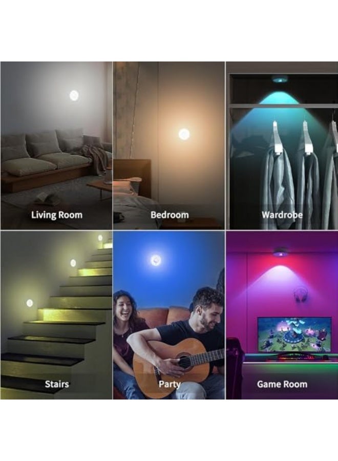 مصابيح LED للخزانة من تونجلو، 3 عبوات من مصابيح USB لاسلكية RGB مع جهاز تحكم عن بعد/مؤقت، 3 ألوان + RGB قابلة للشحن وقابلة للتعتيم، مناسبة للخزائن وخزائن الملابس والمطبخ  - Image 4