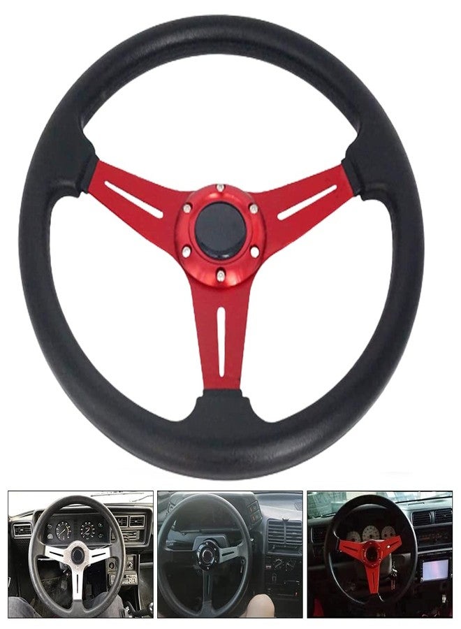 YEHICY 13.8” Auto Racing Steering Wheel Quick Release 6 Bolts Flat Drifting Universal Car Sport Steering Wheel Pu Leather and Aluminum Spokes with Horn Button - Image 4