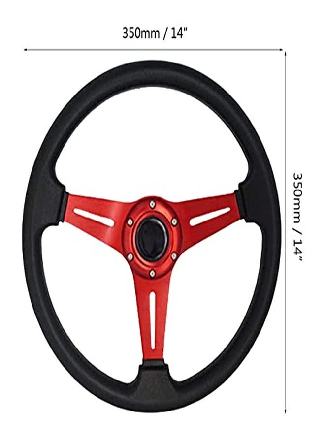 YEHICY 13.8” Auto Racing Steering Wheel Quick Release 6 Bolts Flat Drifting Universal Car Sport Steering Wheel Pu Leather and Aluminum Spokes with Horn Button - Image 5
