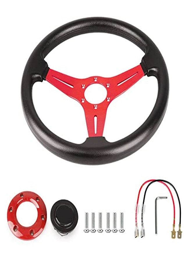 YEHICY 13.8” Auto Racing Steering Wheel Quick Release 6 Bolts Flat Drifting Universal Car Sport Steering Wheel Pu Leather and Aluminum Spokes with Horn Button - Image 3