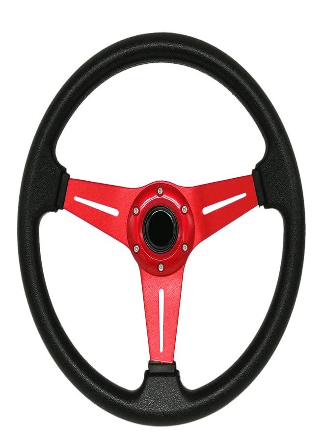 YEHICY 13.8” Auto Racing Steering Wheel Quick Release 6 Bolts Flat Drifting Universal Car Sport Steering Wheel Pu Leather and Aluminum Spokes with Horn Button - Image 1