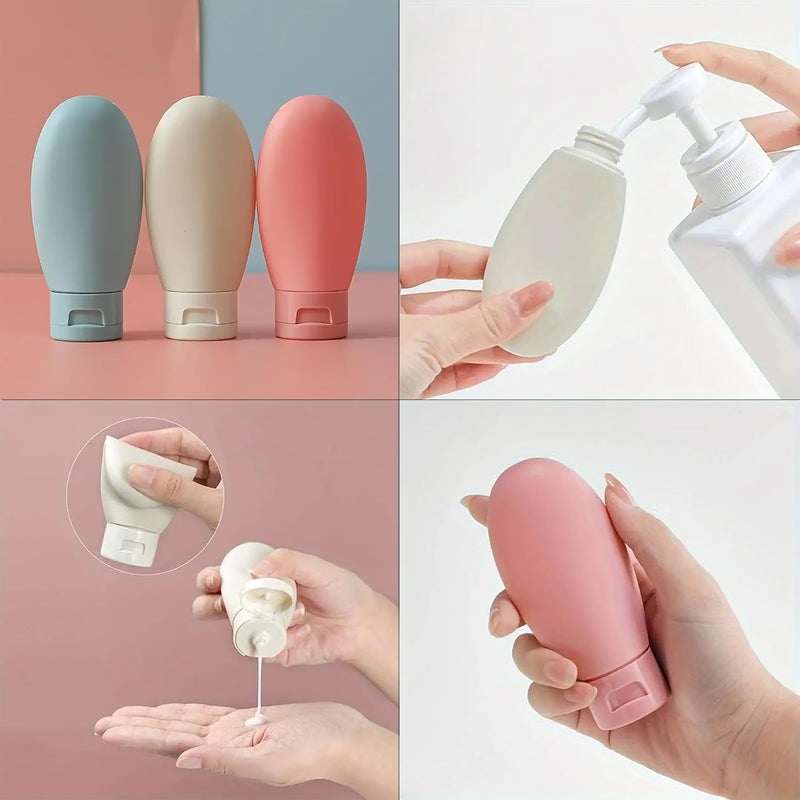 Styllent 4PCS Travel Set for Toiletries Capsule Squeeze Silicone Bottles for Cream & Shampoo Bathroom Toiletry containers Leakproof Soap Dish Box Toothbrush Toothpaste Case Holder for Trip & Hiking - Image 5