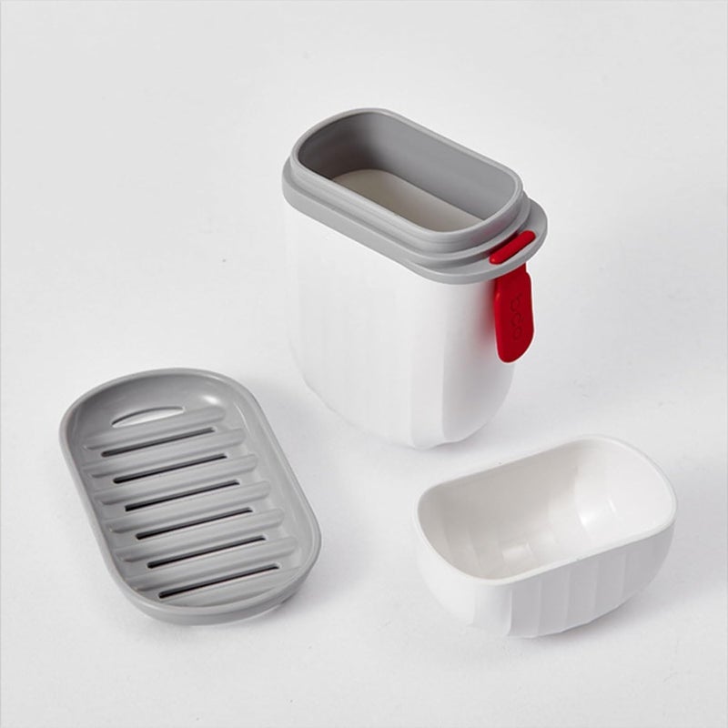 Styllent 4PCS Travel Set for Toiletries Capsule Squeeze Silicone Bottles for Cream & Shampoo Bathroom Toiletry containers Leakproof Soap Dish Box Toothbrush Toothpaste Case Holder for Trip & Hiking - Image 2